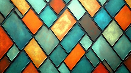 Fototapeta premium Colorful Geometric Tiles Pattern with Bright and Bold Shades