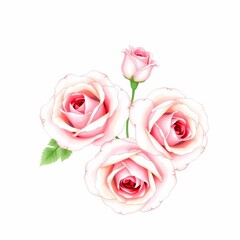 Fototapeta premium Pastel Pink Roses Bouquet: Delicate watercolor-style pink roses, a charming cluster perfect for adding a touch of elegance and romance to your designs. 