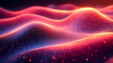 Obraz premium Abstract red and blue glowing wave particles.