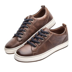 brown mens casual shoes isolated on white background