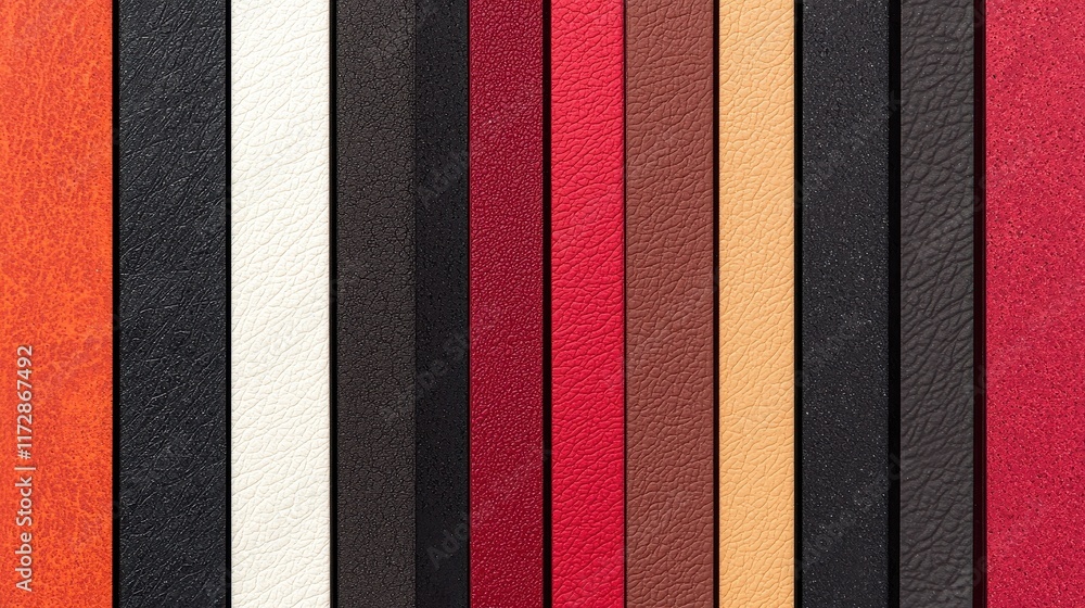 Poster textured leather samples in various colors for design projects
