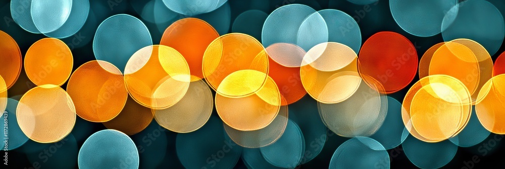 Aufkleber bokeh circles, colorful overlapping watercolor effect background with copy space for design