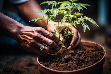 Emphasizes nurturing and protective characteristics of a soil pot, symbolizing vital role of human care in meeting a plant's needs for its overall health