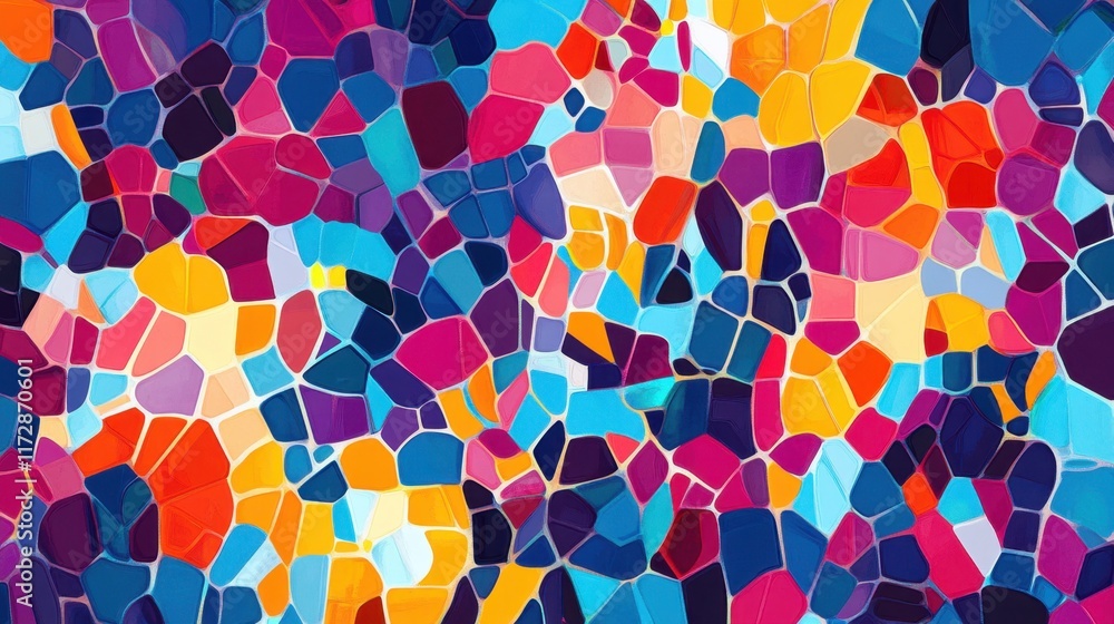 Poster vibrant mosaic pattern with bright colors and abstract design