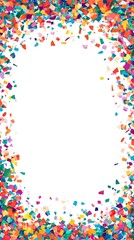 Colorful confetti border on white background. (3)