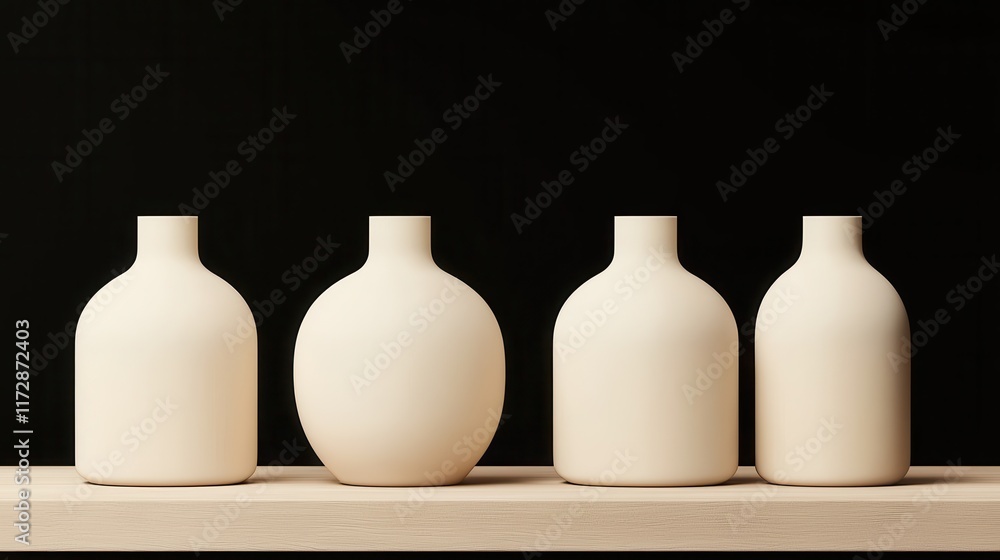 Poster modern minimalistic vases in soft neutral tones on display