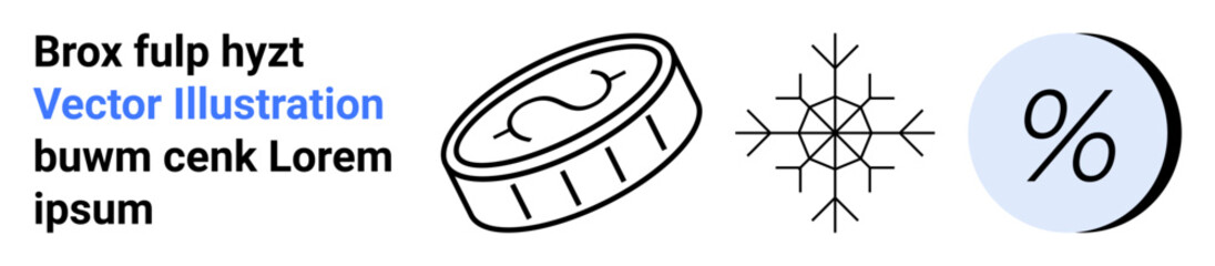 Coin, snowflake, and percentage symbol. Ideal for finance, weather, discounts, economics diagrams presentations infographics Landing page