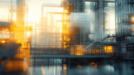 Blurred View of High-Quality Manufacturing Factory Technology