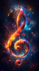 Colorful abstract musical note art glow high resolution hd image