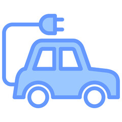 Electric Vehicle Icon Line Blue Style