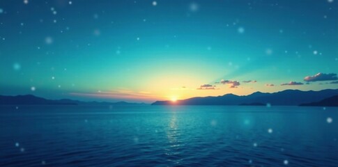 Gradient horizon at dusk with abstract blue and green hues, nature, landscape, blue