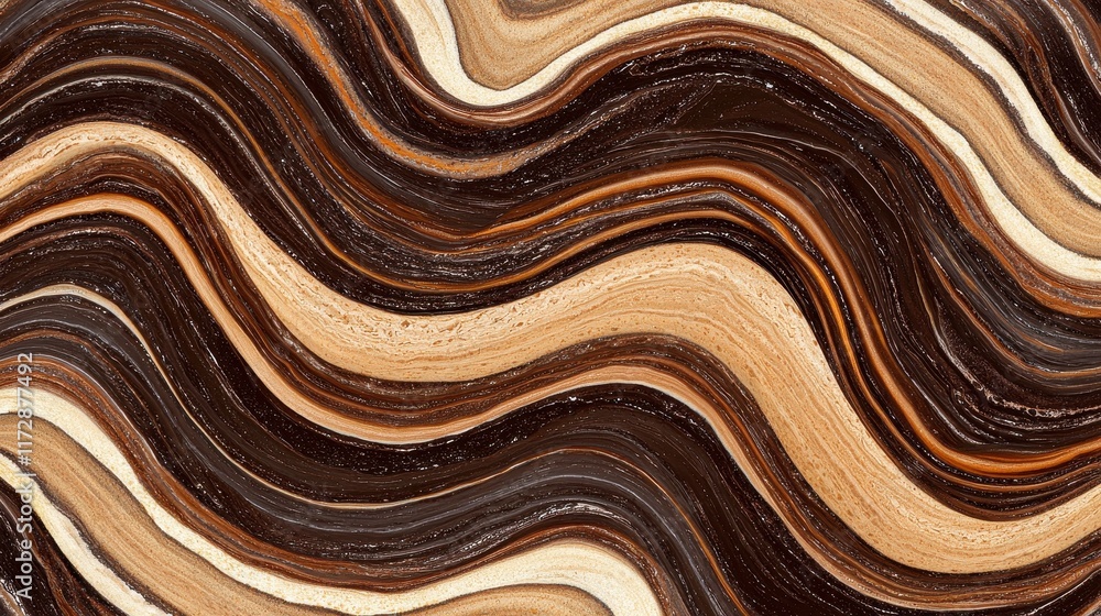 Poster abstract waves of beige and brown textures in flowing patterns