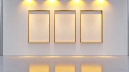Empty frames on the wall in a gallery space