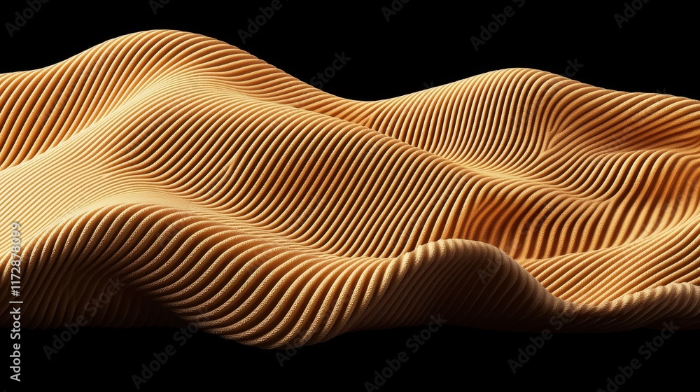 Poster abstract rippling wave pattern in soft orange and black background