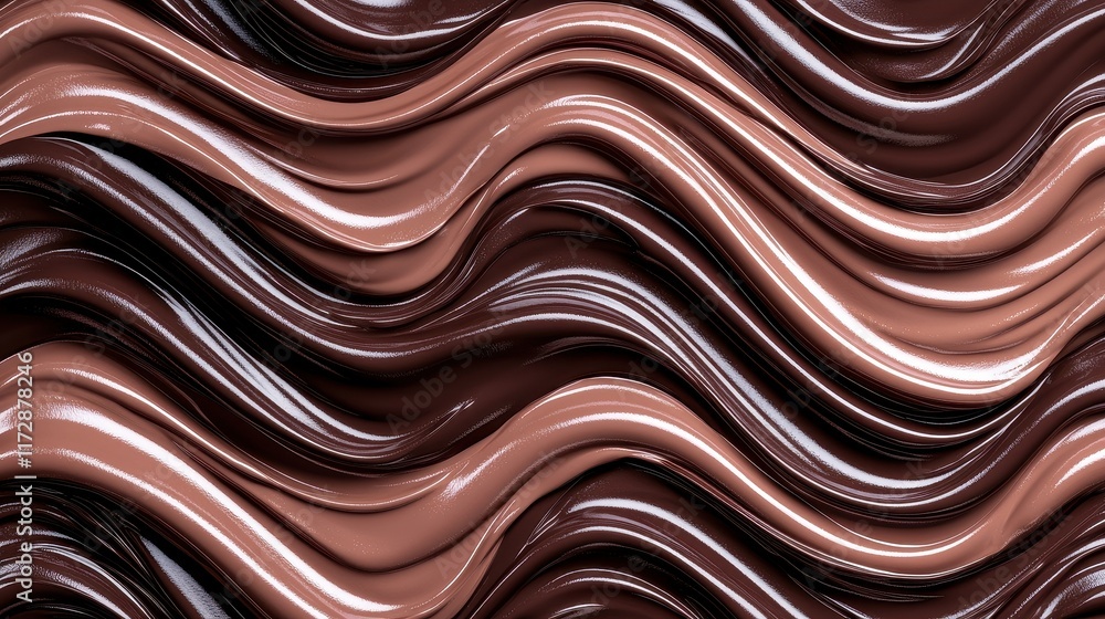 Aufkleber smooth rich chocolate texture background in wavy pattern design