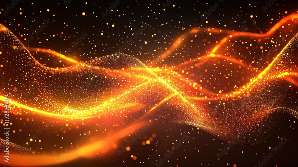 Aufkleber vibrant abstract digital flow with glowing lines and points
