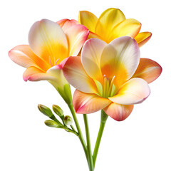 Fototapeta premium elicate Yellow Freesia Flower with Buds, Isolated