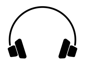 Silhouette vector headphones icon. Black symbol isolated on white background. EPS 10 File.