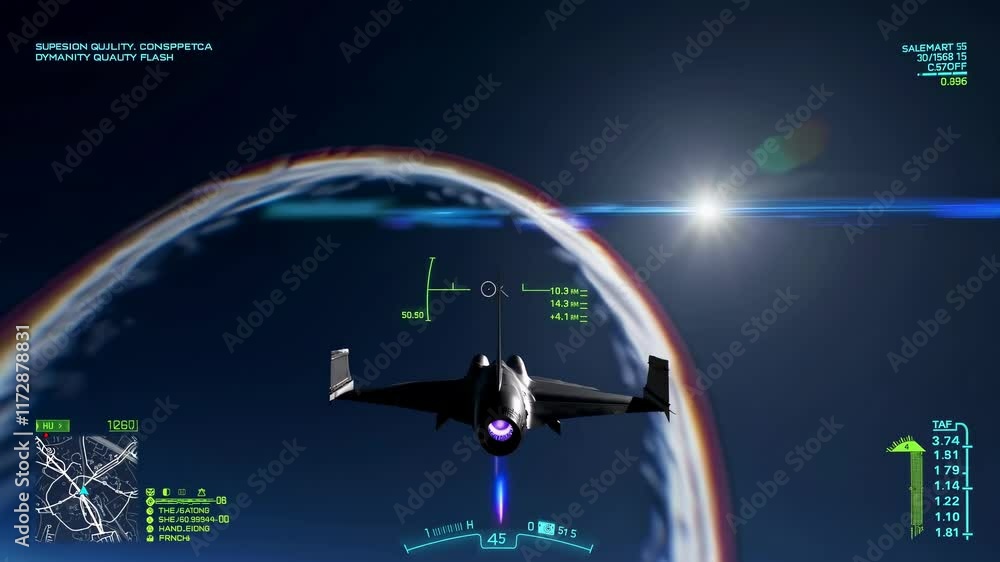 Poster high altitude flight over clouds showcasing advanced aircraft technology and navigation tools