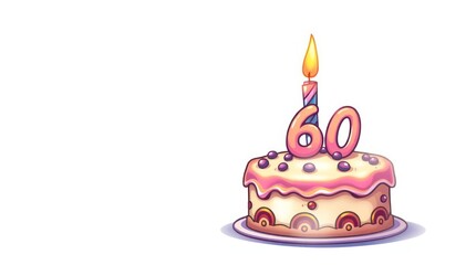 Milestone Birthday Cake with a 60th Candle Celebrating a Special Occasion Wallpaper Background
