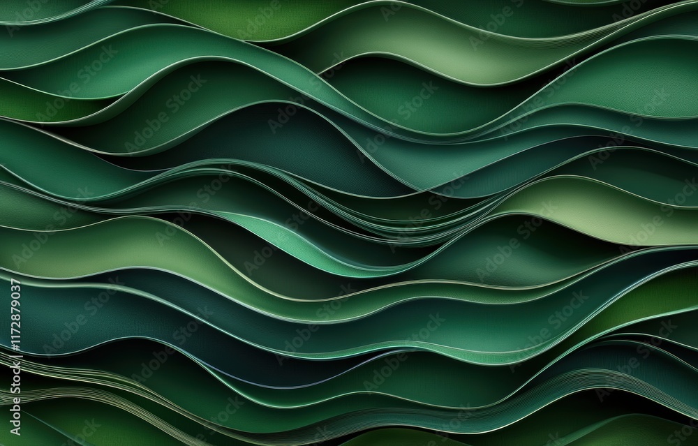 Aufkleber this abstract design features undulating waves in various shades of green, creating a soothing visua