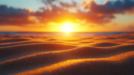 Fototapeta premium Serene Sunset Over Soft Desert Sands with Beautiful Scenery