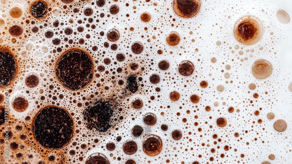 Poster abstract pattern of bubbles and foam in dark liquid instance