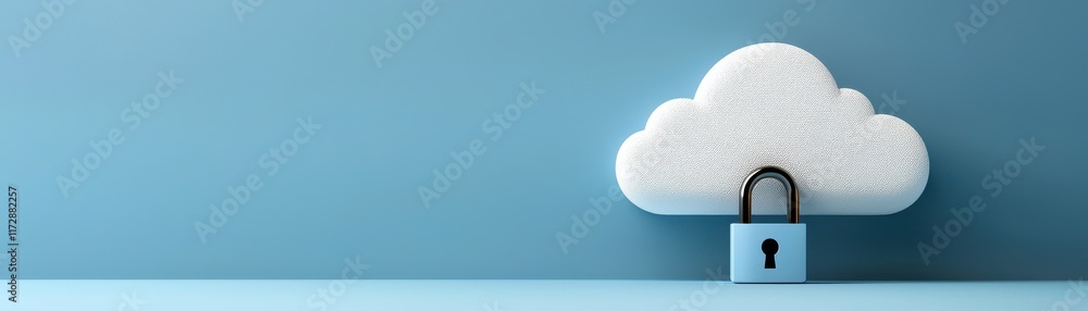 Poster a cloud with a padlock symbolizes data security in cloud storage, representing protection and privac