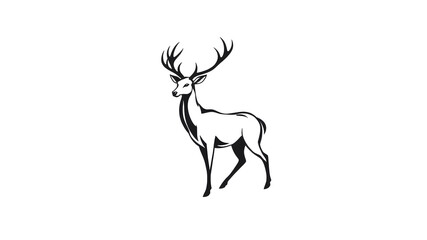 Fototapeta premium Elegant deer logo icon symbol emblem on the white background, Generative AI