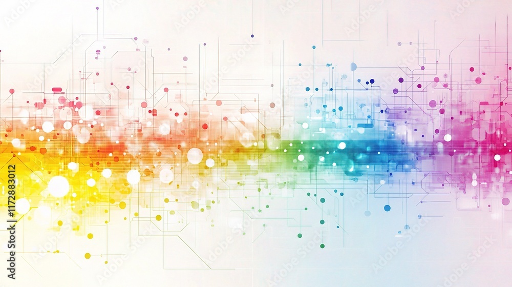 Poster colorful abstract digital background with dynamic lines and shapes