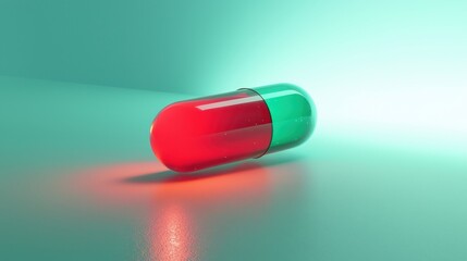 Red and Green Capsule Pill Medical Healthcare Concept 3D Render
