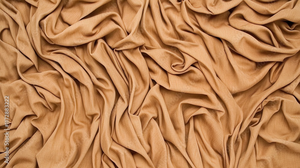 Poster soft tan fabric texture with flowing drapery patterns and creases