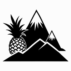 Mountain Pineapple Silhouette Sleek Vector Design