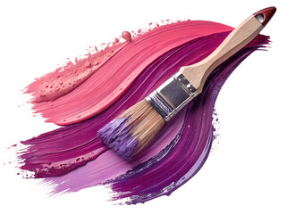 Obraz premium Thick pink and purple acrylic oil paint brush stroke isolated on white background