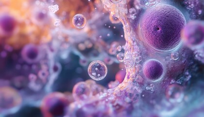 Microscopic view of synthetic bacteria producing biofuel, visualizing biotechnology breakthroughs and energy growth
