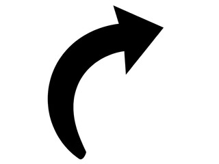 A bold, black curved arrow pointing upwards and to the right, suggesting progress, growth, or a change in direction