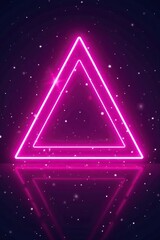 Neon pink triangle with twinkling stars and neon glow, neon pink, neon