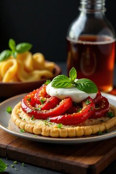 Peperone corno rosso a colazione su un tovagliolo bianco, colazione, cornicello, cucina del mattino