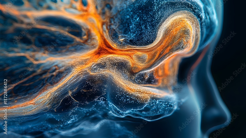 Poster abstract neural network. brain scan show changes an abstract digital artwork depicting a neural netw