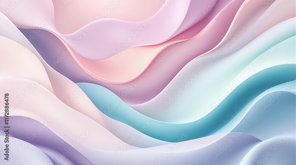 Poster soft pastel waves of abstract curves creating a tranquil background design