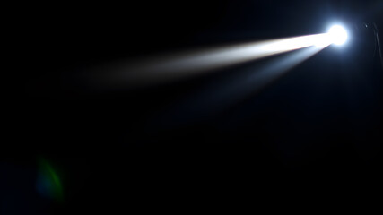 Flashlight and beam of light on a dark background. Generative AI