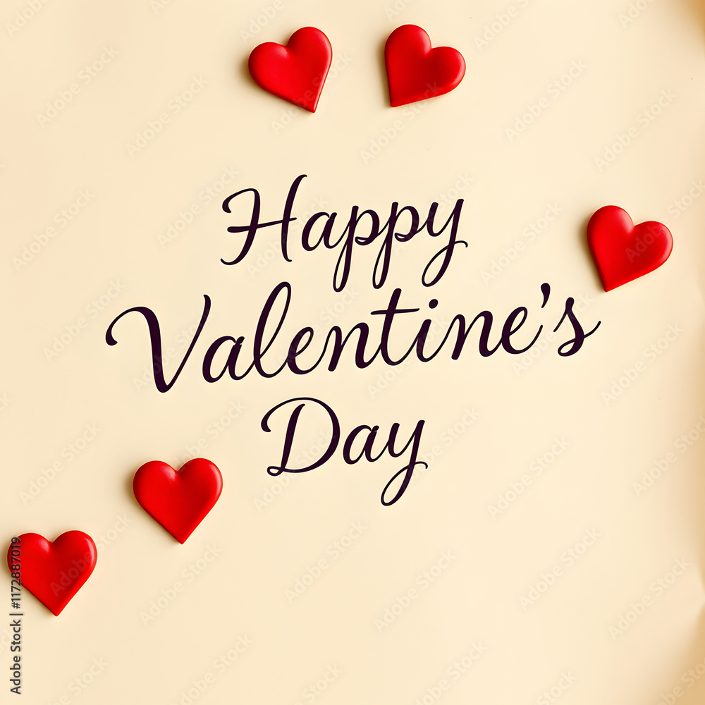 Fototapete happy valentine's day handwritten in elegant script on aged textured parchment adorned with delicate