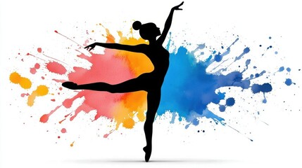 A dance recital in a vibrant watercolor splash. High Quality