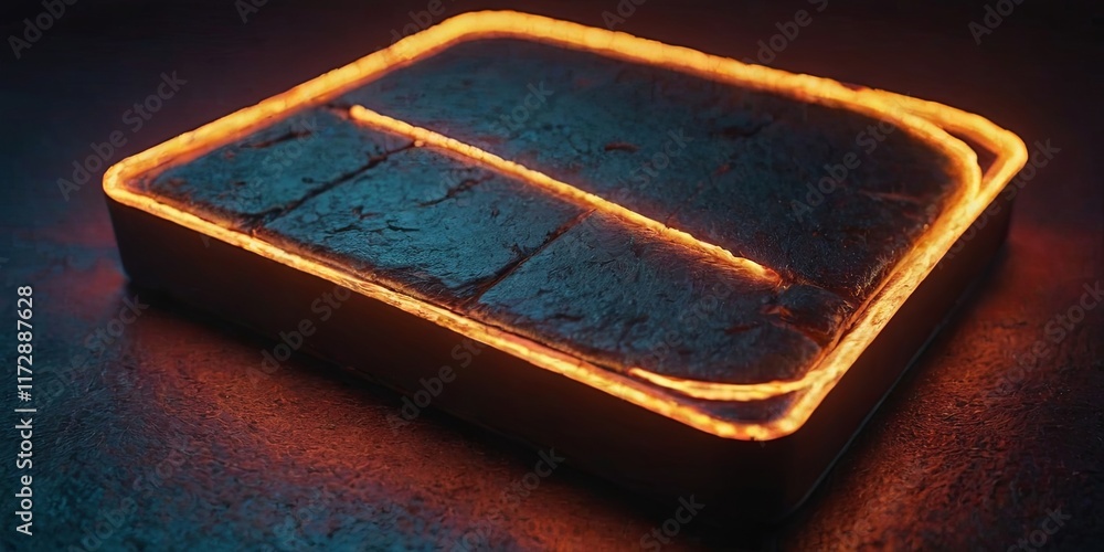 Aufkleber A square with a line through it is lit up in red