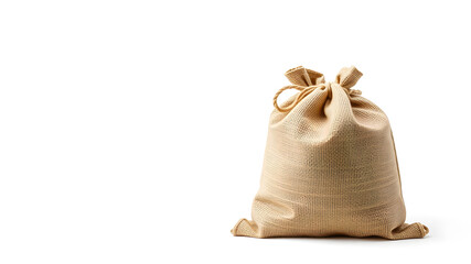 Full jute bag isolated on white background. Generative AI