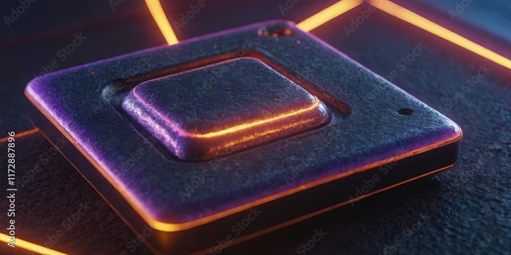 Poster a square shaped object with a purple and orange color