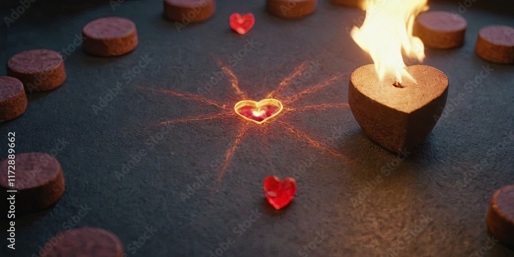 Poster a circle of candles with a heart in the center
