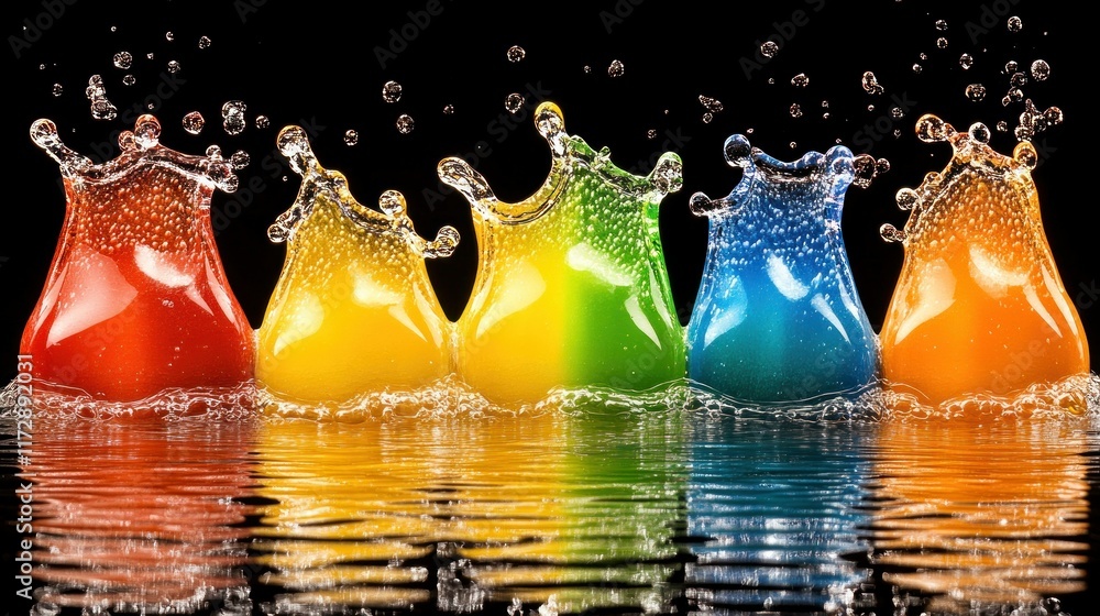 Poster serene and colorful drops creating soft scenery in the desert sand