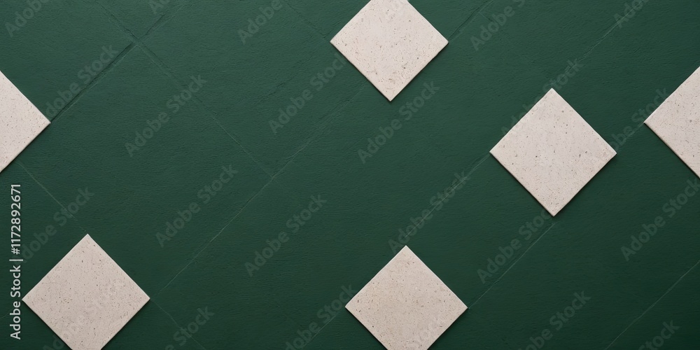 Aufkleber a green and white tile floor with a pattern of squares
