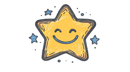 Hand-drawn icon of a smiling star